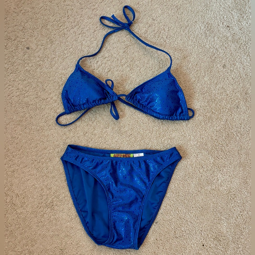 90s Blue Shimmery Bikini